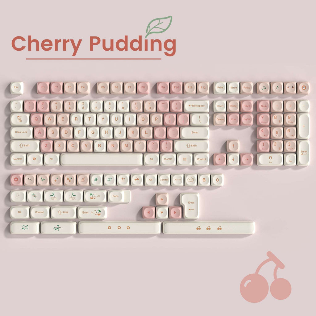 XVX Cherry Pudding 143-Key MOA Profile Dye-Sub PBT Keycap Set - xvxchannel
