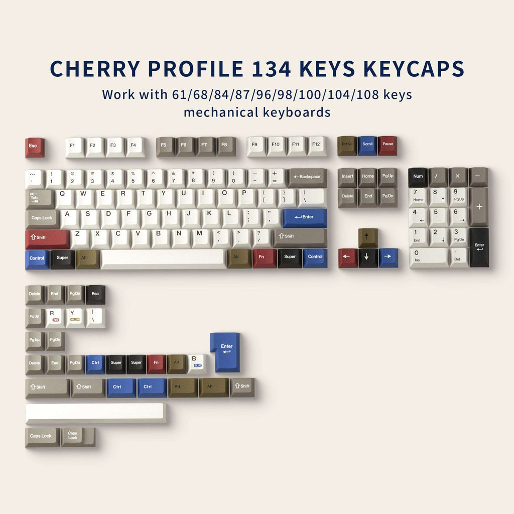 XVX  RETRO 100  PALETTE Cherry Profile Dye-Sub PBT keypcas Full Set  (134-Keys)