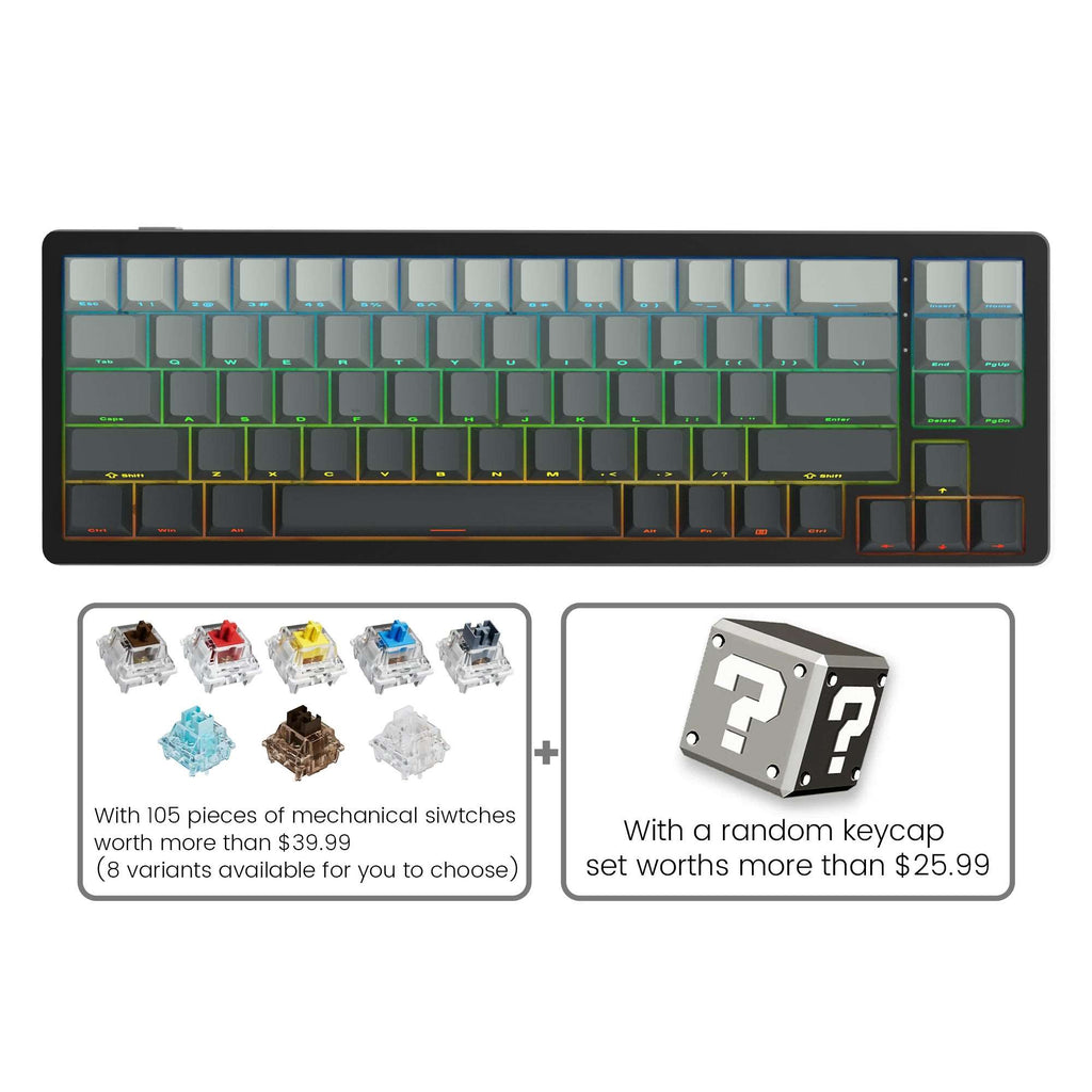 Womier S-K71 Wireless 68% Aluminum Gasket Mechanical Keyboard (7 Colors) - xvxchannel