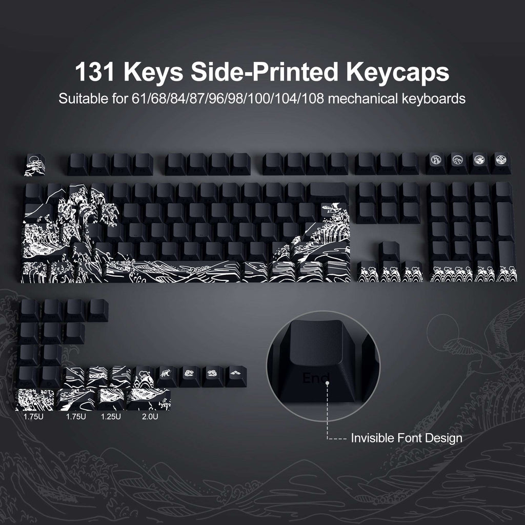 XVX Wave of Kanagawa Cherry Profile Side Print Dye-sub PBT Keycap Set (131-Key) - xvxchannel