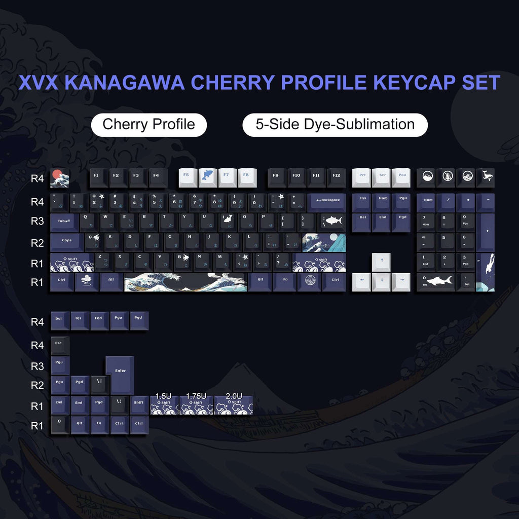 XVX Coral Sea/Kanagawa Cherry Profile Dye-sub PBT Keycap Set (132-Key) - xvxchannel