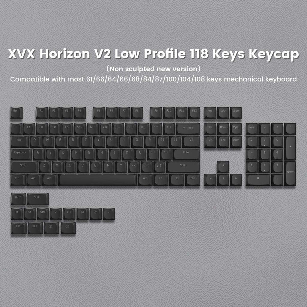 XVX Horizon V2 Low Profile/Uniform Profile Double-Shot Keycap Set (118-Key) - xvxchannel
