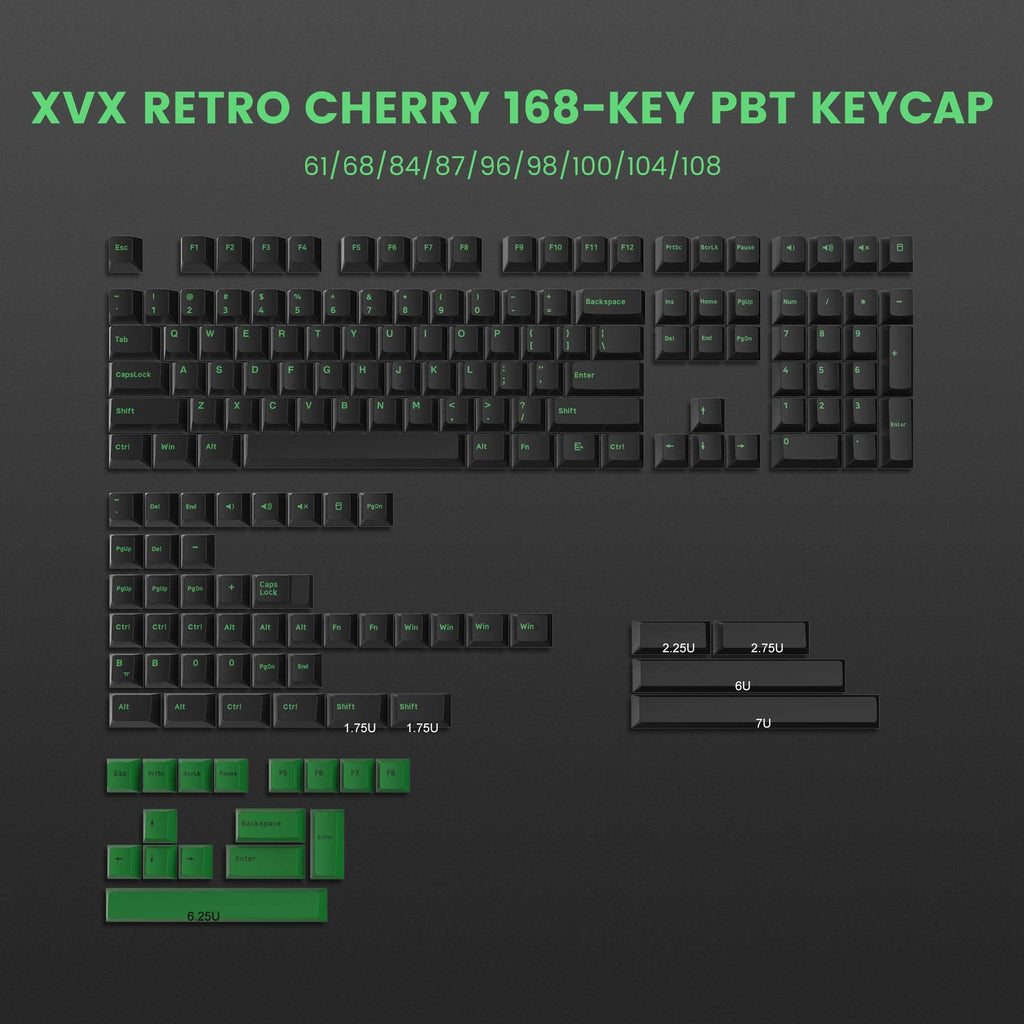 [XVX Retro Cherry Series] Cherry Profile 168-Key Double-Shot PBT Keycap Set (4 Colors) - xvxchannel