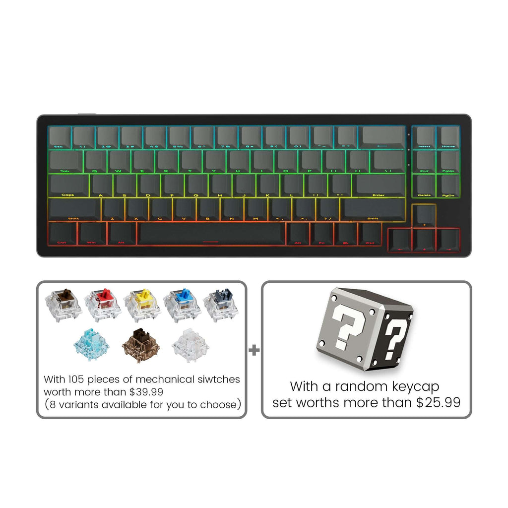 Womier S-K71 Wireless 68% Aluminum Gasket Mechanical Keyboard (7 Colors) - xvxchannel