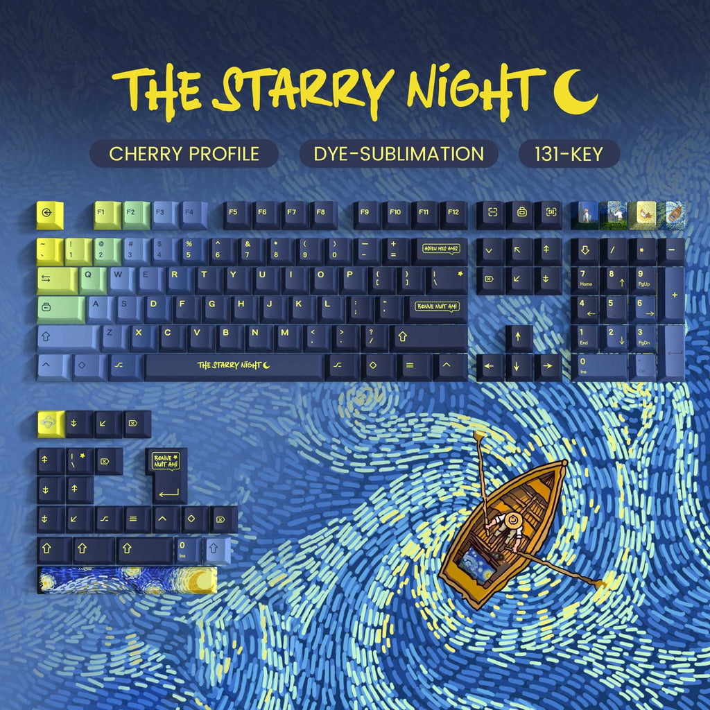 XVX The Starry Night Cherry Profile 131-Key Dye Sublimation PBT Keycap Set - xvxchannel