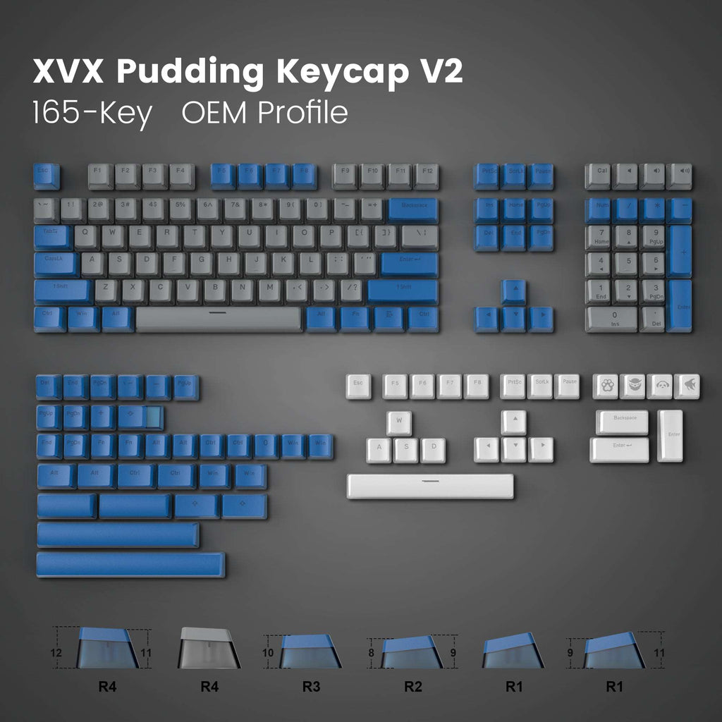 XVX Pudding V2 OEM Profile 165-Key PBT Keycap (10 Colors) - xvxchannel