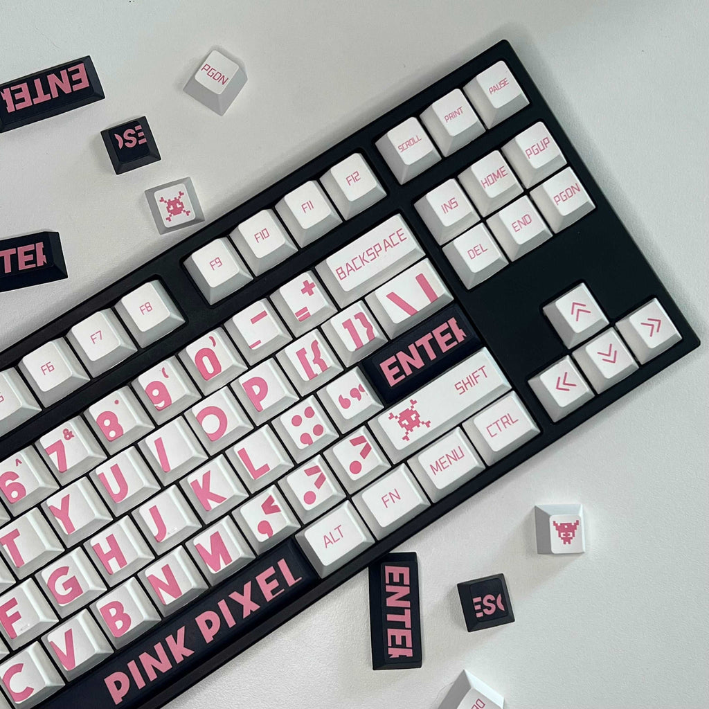 XVX Pink Pixel Cherry Profile Dye-Sub PBT Keycap Set (130-Key) - xvxchannel
