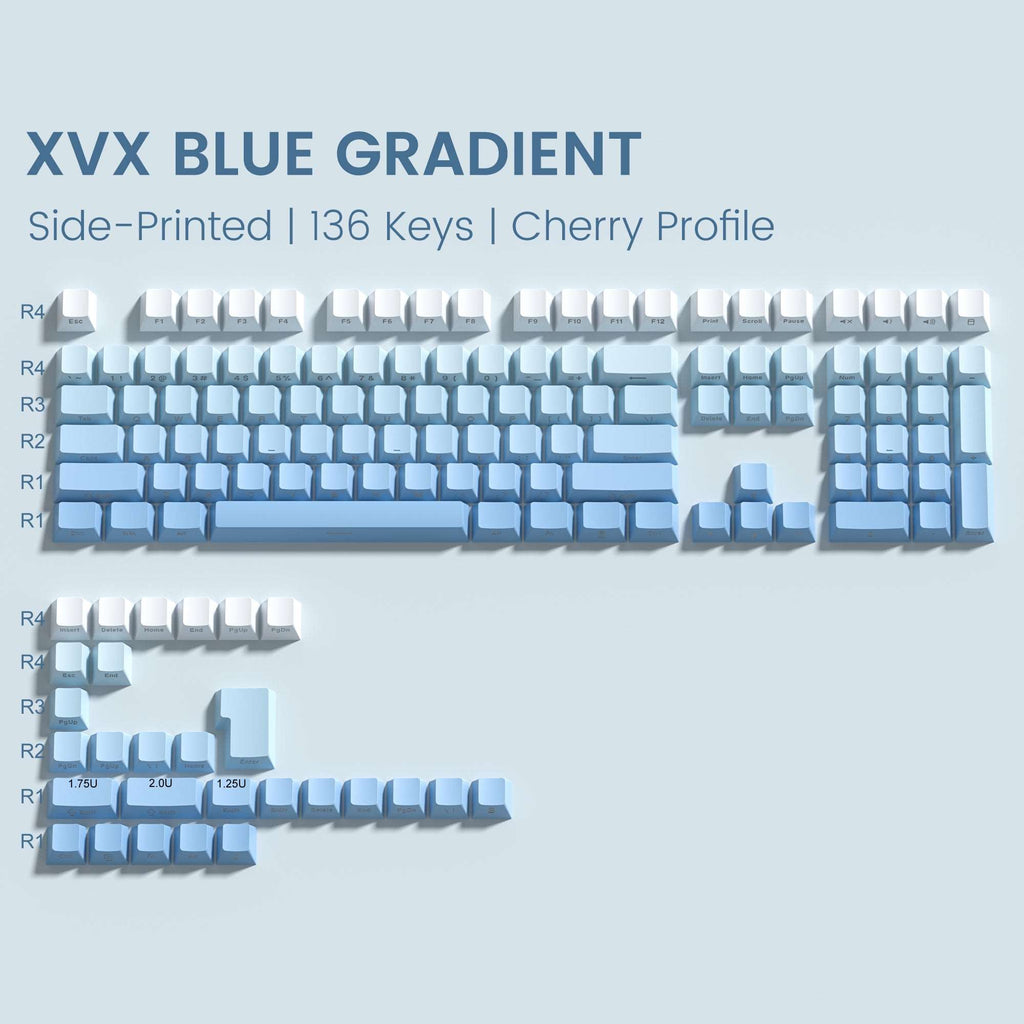 XVX Gradient Series 136-Key Side-Printed Cherry Profile Keycap (8 Colors) - xvxchannel