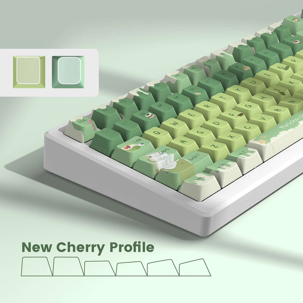 XVX Matcha Cake Dye-Sub Cherry Profile Keycap (143-Key) - xvxchannel