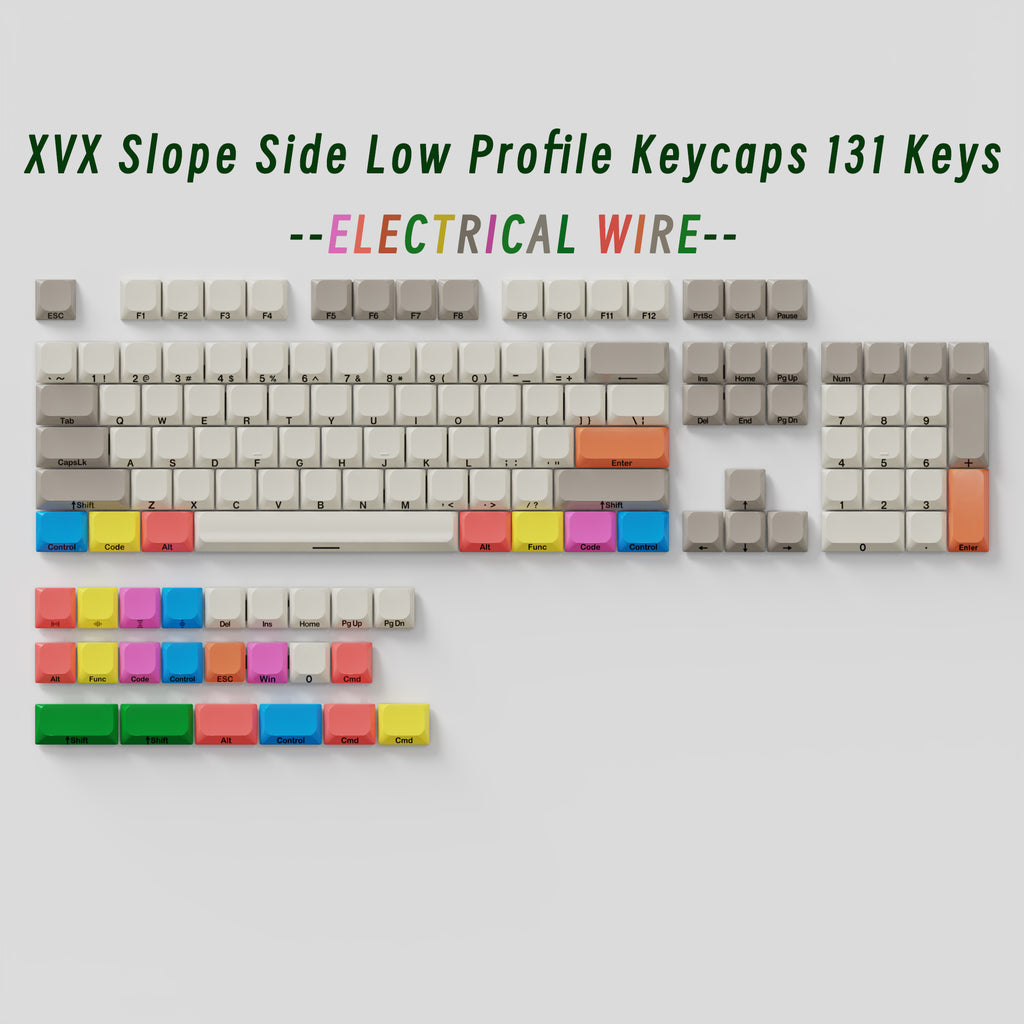 XVX Slope Low Profile Side-Printed Keycaps 131 Keys (6 Colors) - xvxchannel