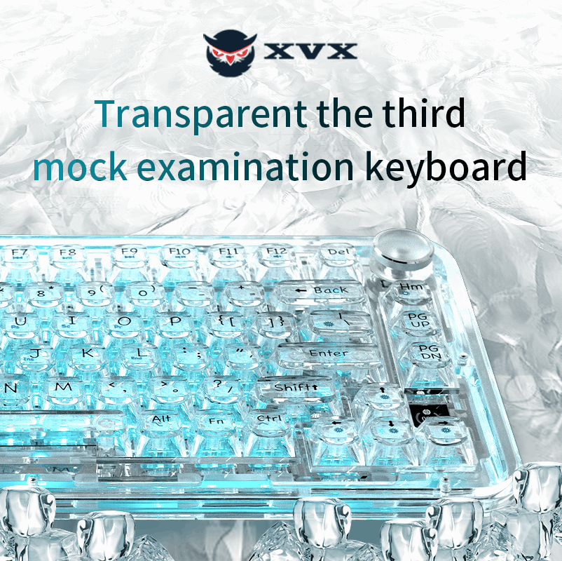 Xvx F81 Pro mechanical keyboard wireless Bluetooth transparent acrylic suitable for office gaming laptops  female keyboard - xvxchannel