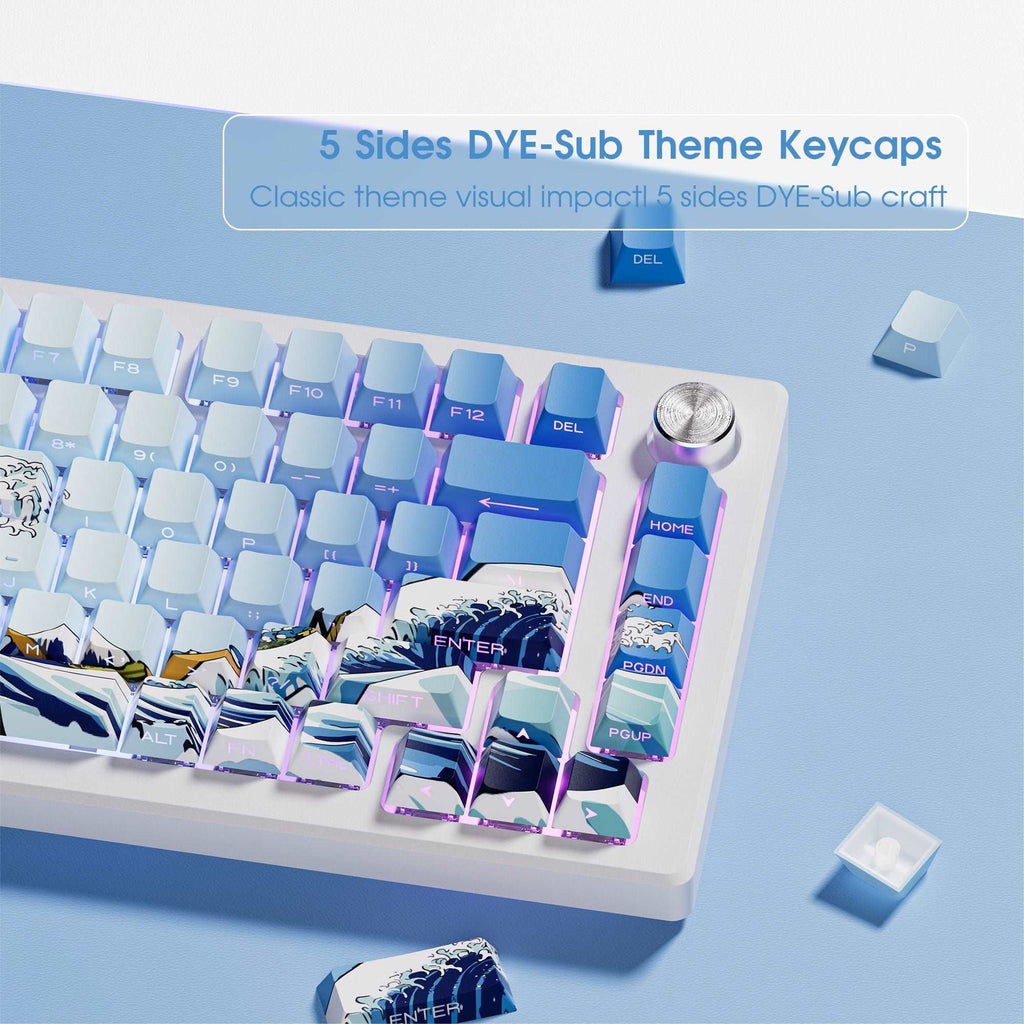 XVX Wave of Kanagawa Cherry Profile Side Print Dye-sub PBT Keycap Set (131-Key) - xvxchannel