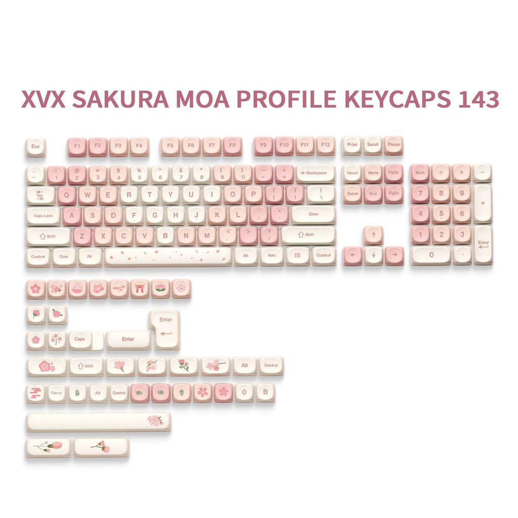 XVX Sakura 143-Key MOA Profile Dye-Sub PBT Keycap Set - xvxchannel